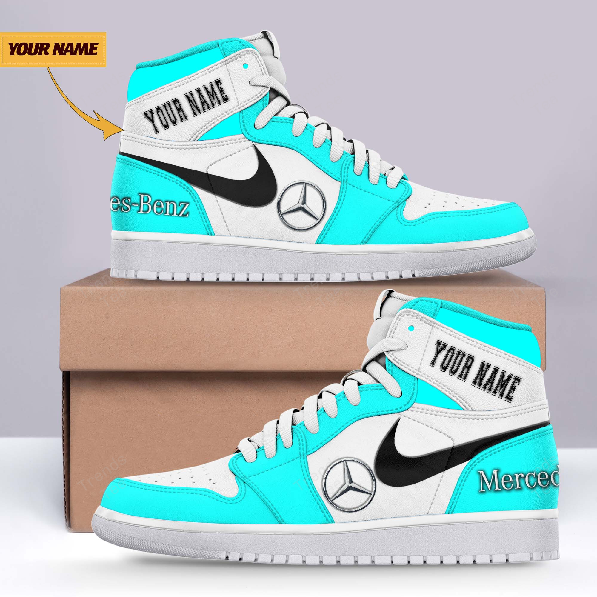 JWFancy Mercedes-Benz AJ1 High Sneakers Shoes For Men And Women