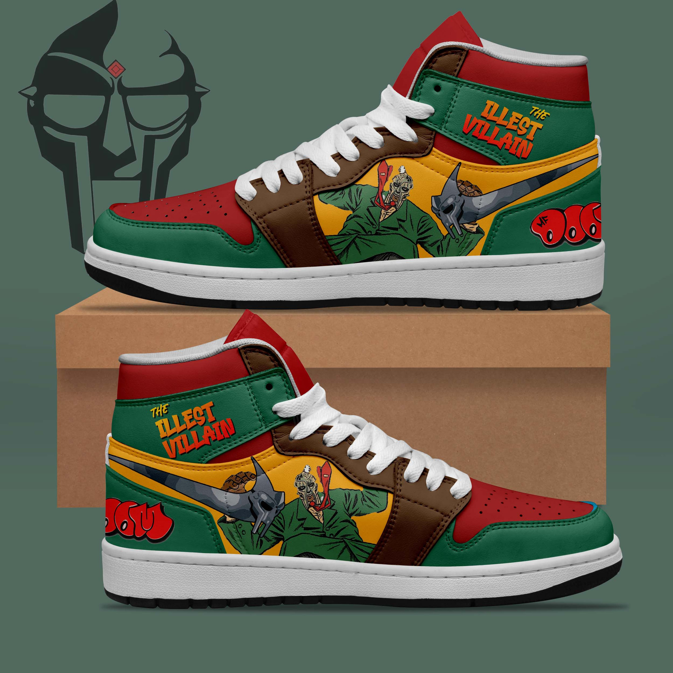 JWFancy MF Doom AJ1 High Sneakers Shoes For Men And Women