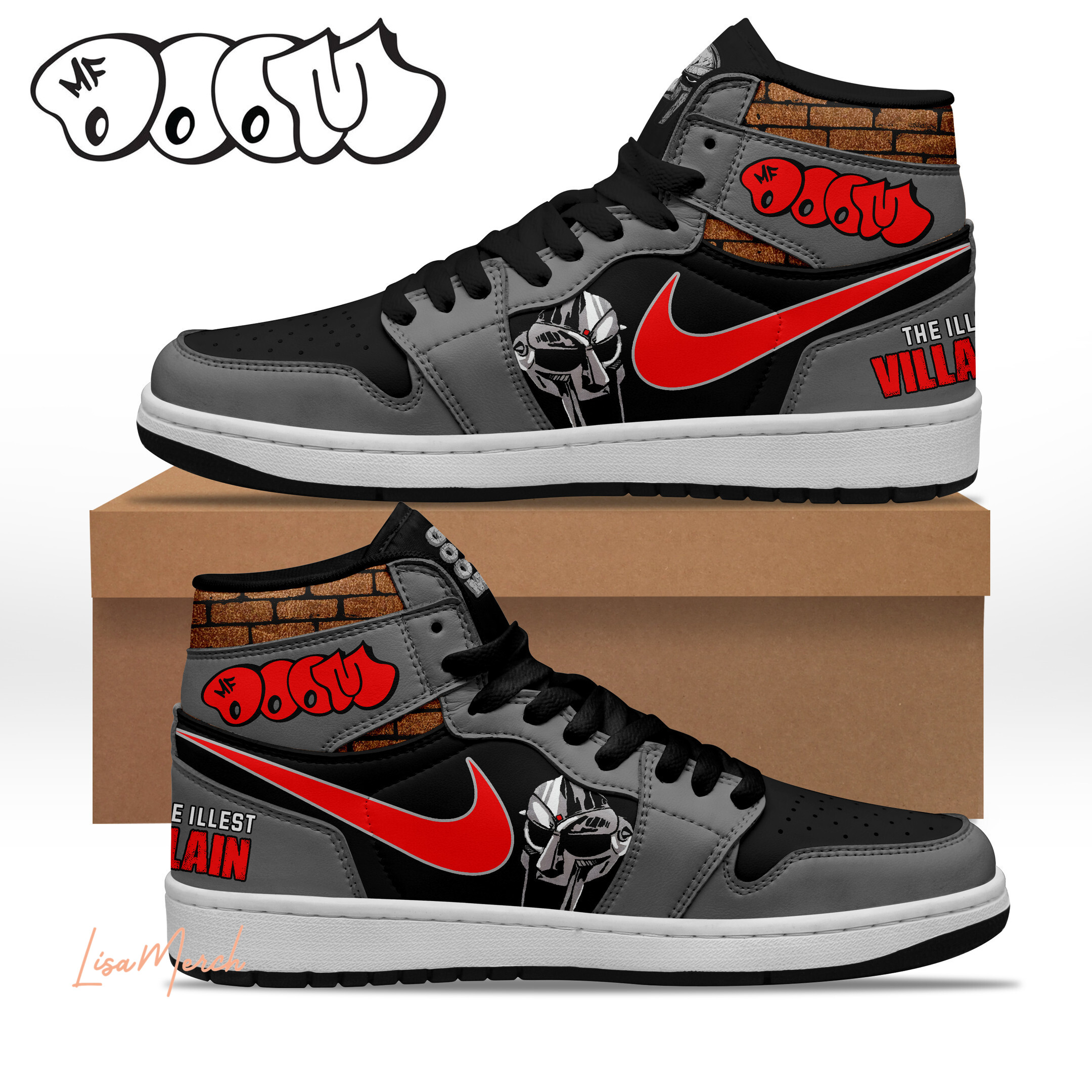 JWFancy MF Doom AJ1 High Sneakers Shoes For Men And Women