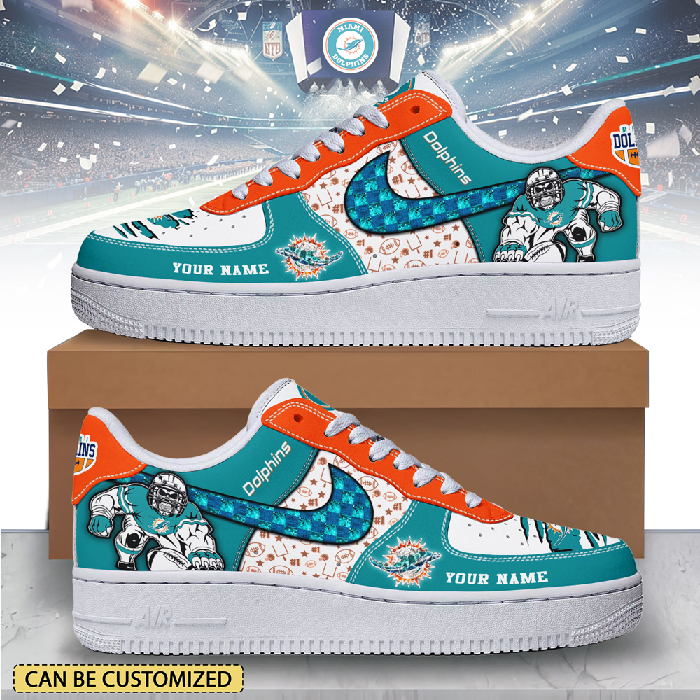 JWFancy Miami Dolphins Air Low-Top Sneakers Shoes For Men And Women