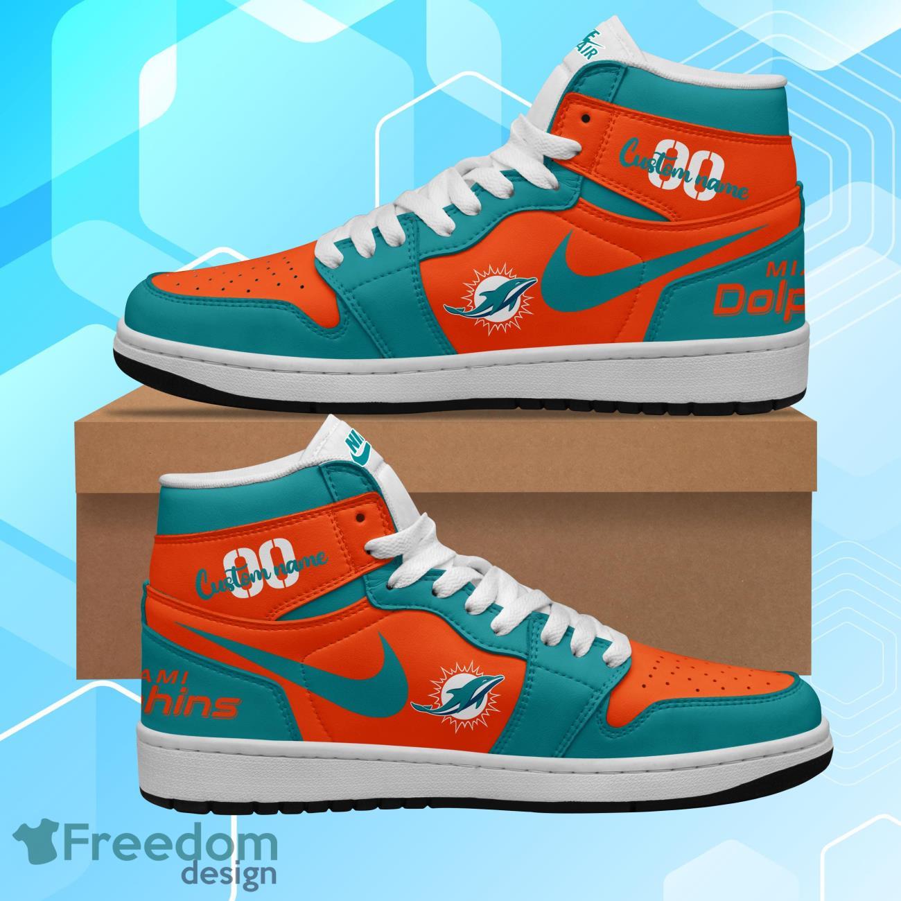 JWFancy Miami Dolphins AJ1 High Sneakers Shoes For Men And Women