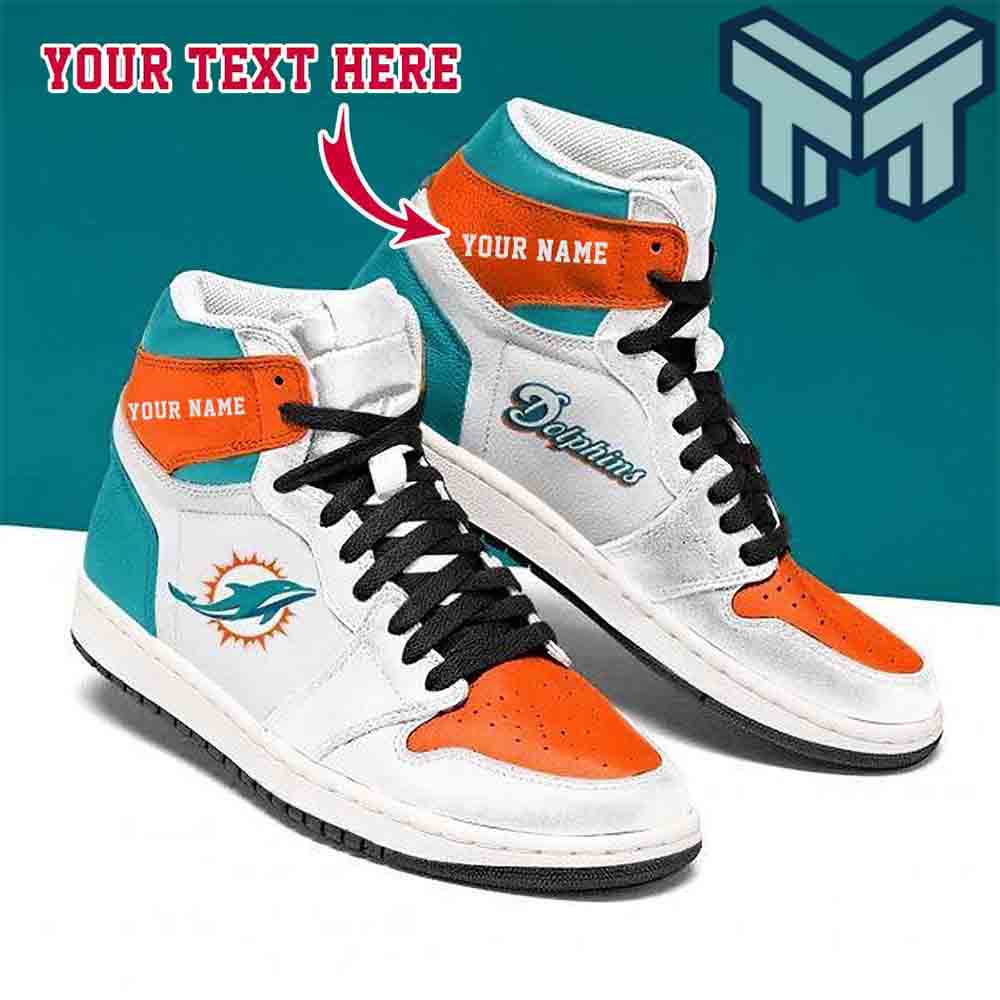 JWFancy Miami Dolphins AJ1 High Sneakers Shoes For Men And Women