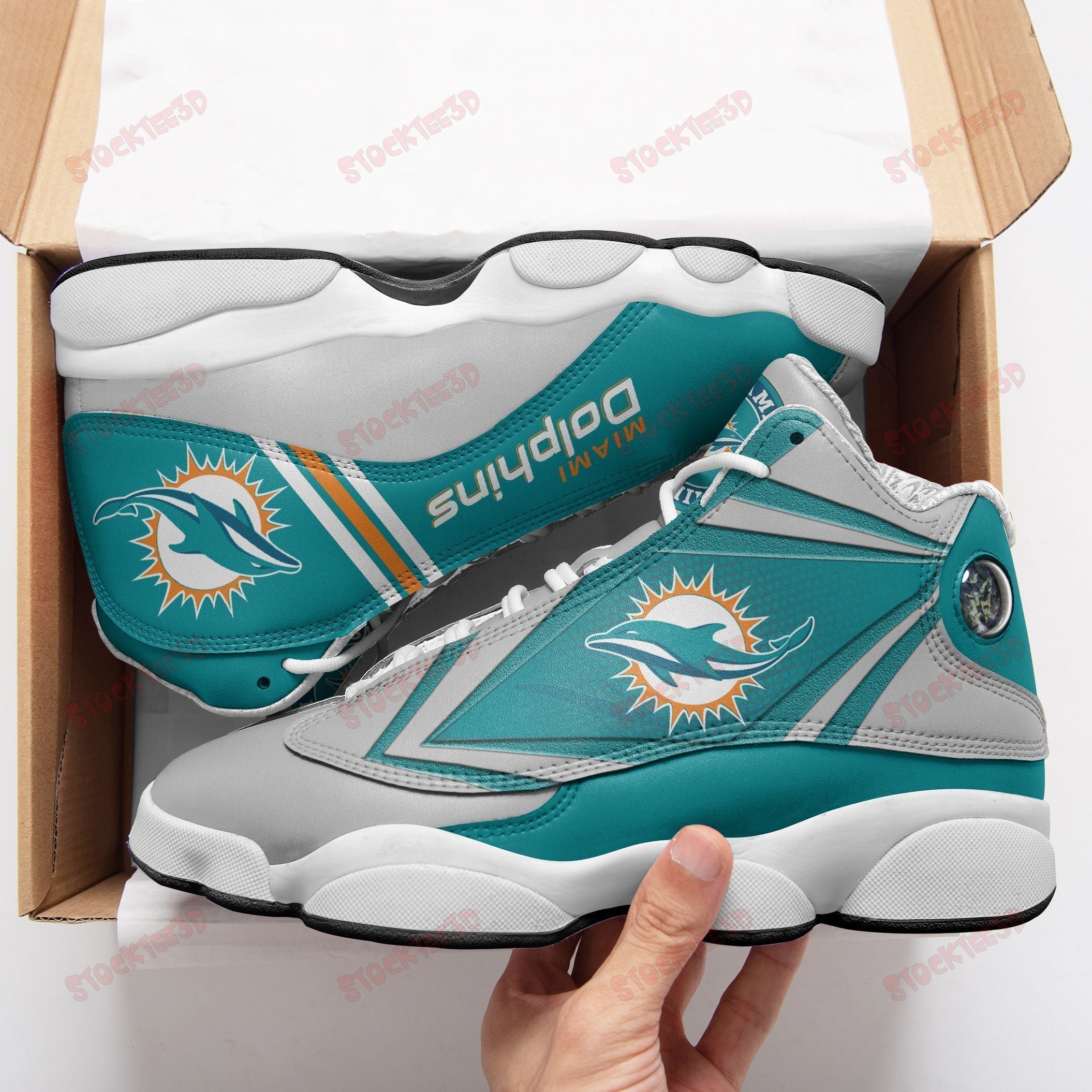 JWFancy Miami Dolphins AJ13 Sneakers Shoes For Men And Women