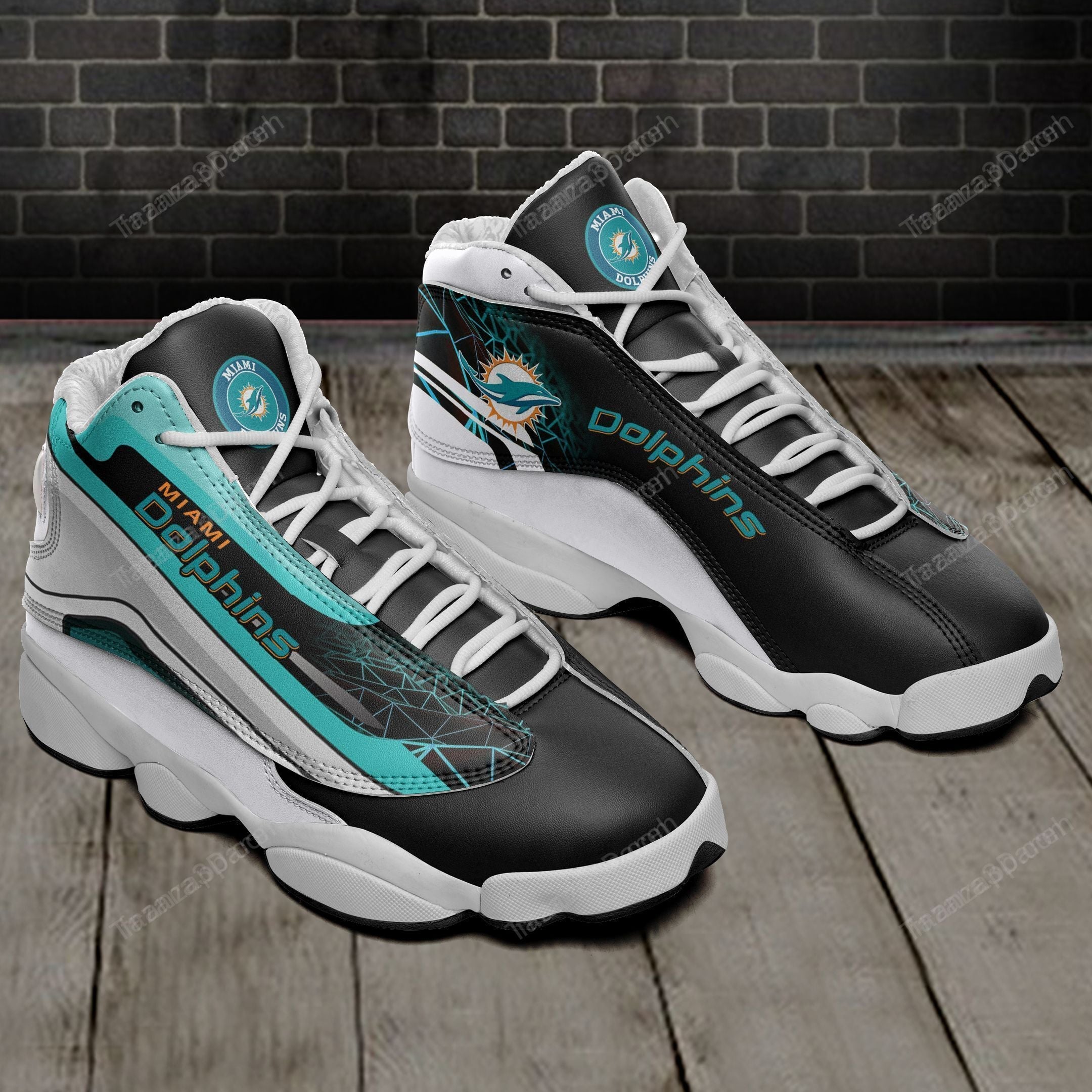 JWFancy Miami Dolphins AJ13 Sneakers Shoes For Men And Women