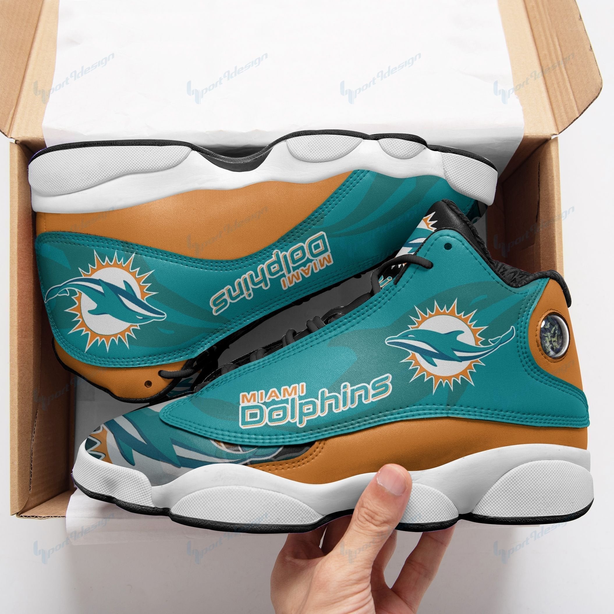 JWFancy Miami Dolphins AJ13 Sneakers Shoes For Men And Women