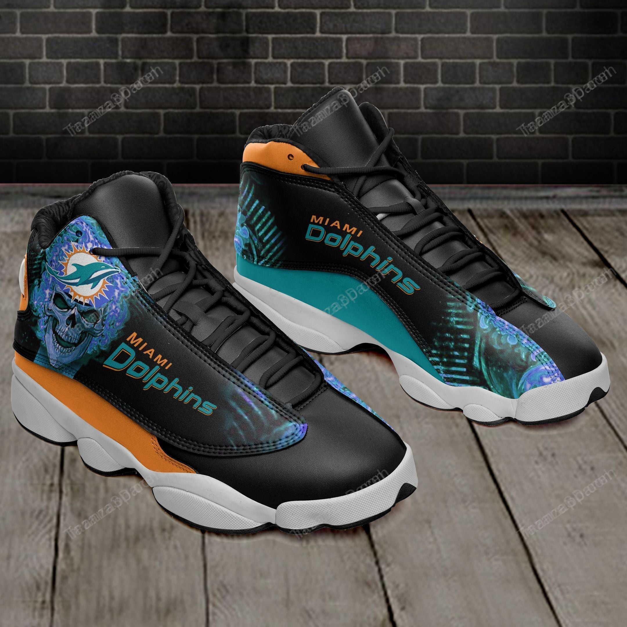 JWFancy Miami Dolphins AJ13 Sneakers Shoes For Men And Women
