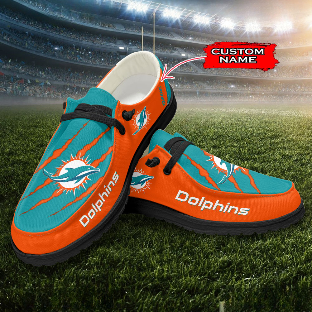 JWFancy Miami Dolphins Hey Dude Shoes Wally Men's Lace Up Loafers Comfortable For Men And Women