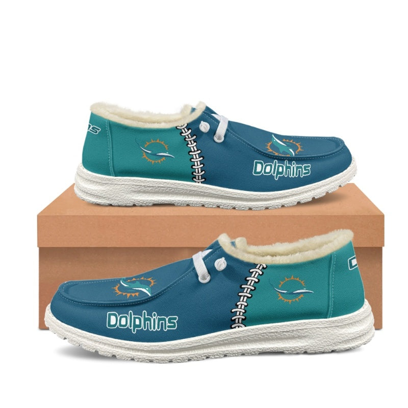 JWFancy Miami Dolphins Hey Dude Shoes Wally Men's Lace Up Loafers Comfortable For Men And Women