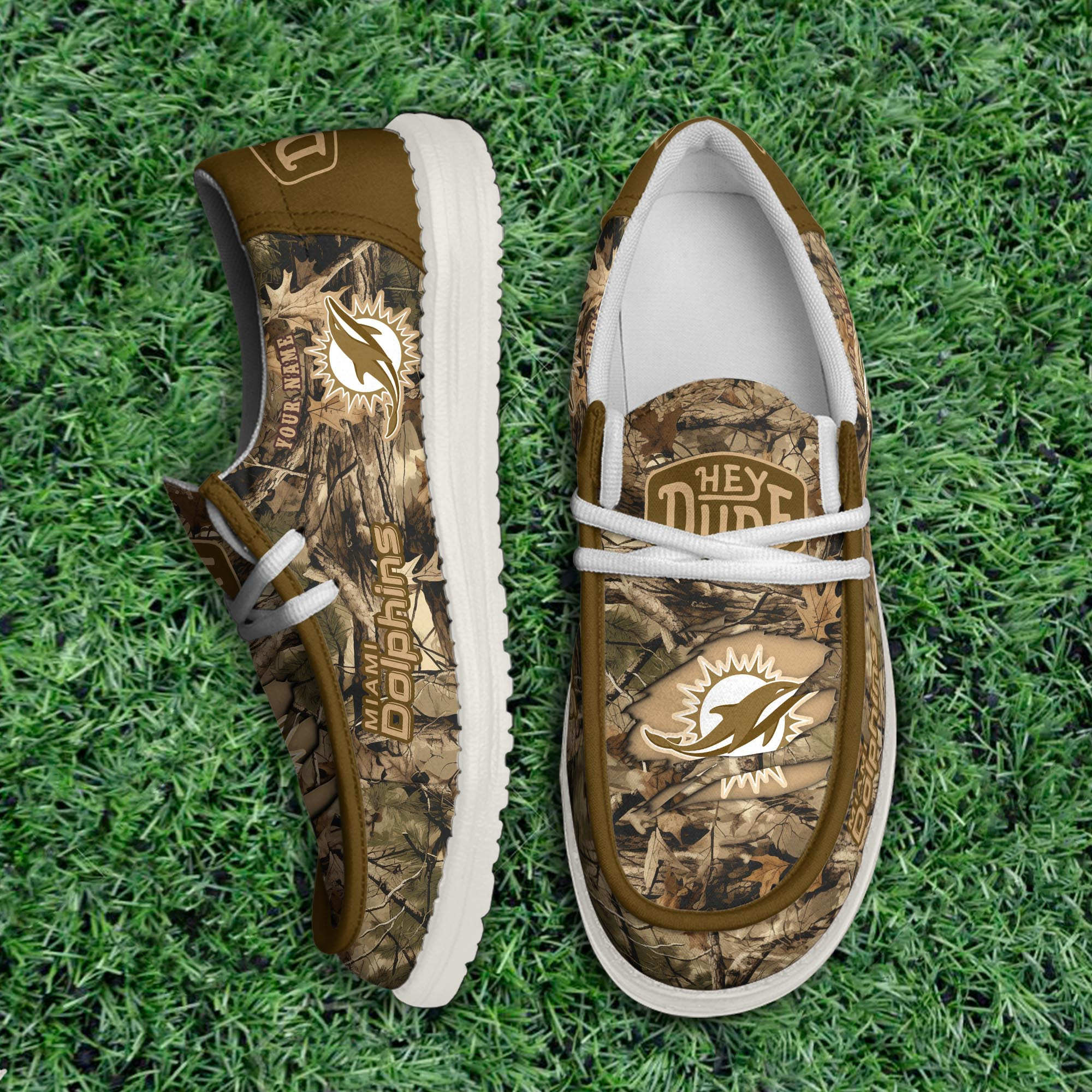 JWFancy Miami Dolphins Hey Dude Shoes Wally Men's Lace Up Loafers Comfortable For Men And Women