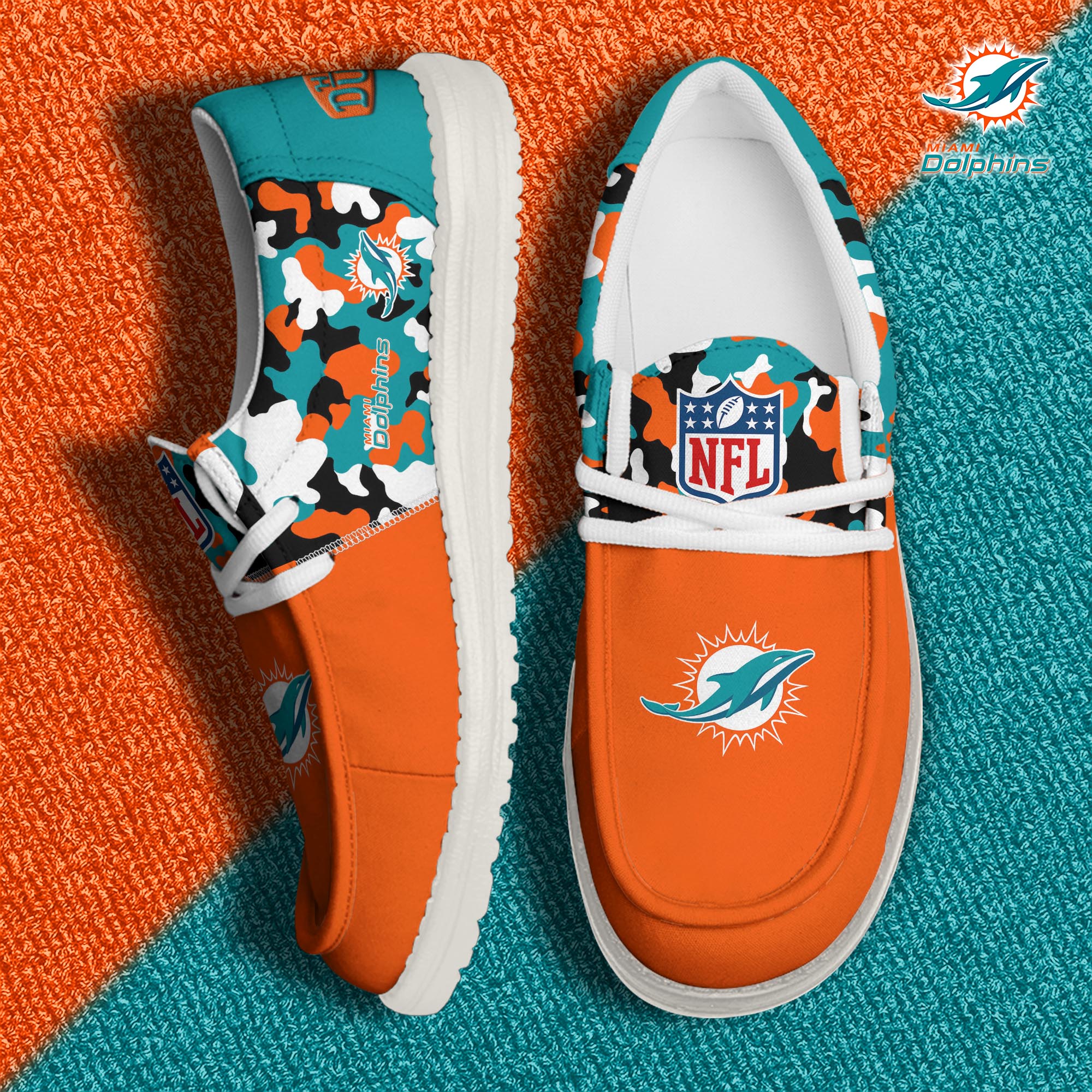 JWFancy Miami Dolphins Hey Dude Shoes Wally Men's Lace Up Loafers Comfortable For Men And Women