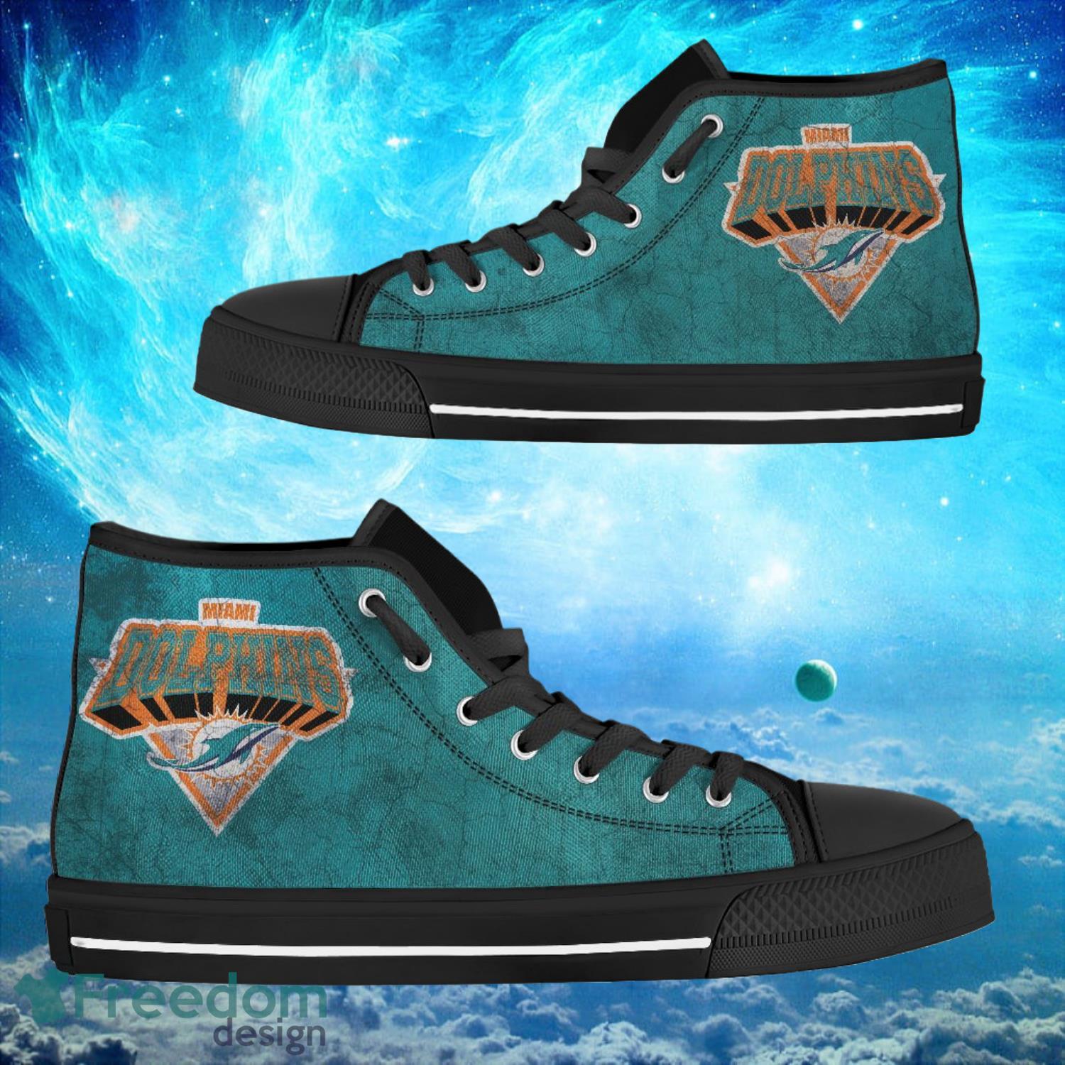JWFancy Miami Dolphins High Top Canvas Sneakers Shoes For Men And Women