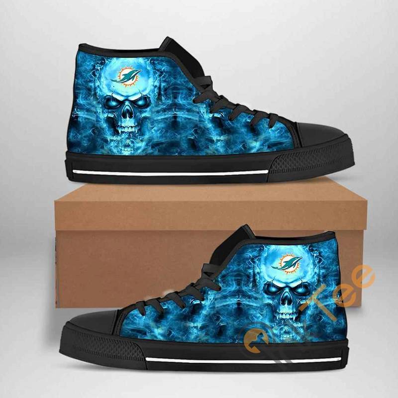JWFancy Miami Dolphins High Top Canvas Sneakers Shoes For Men And Women