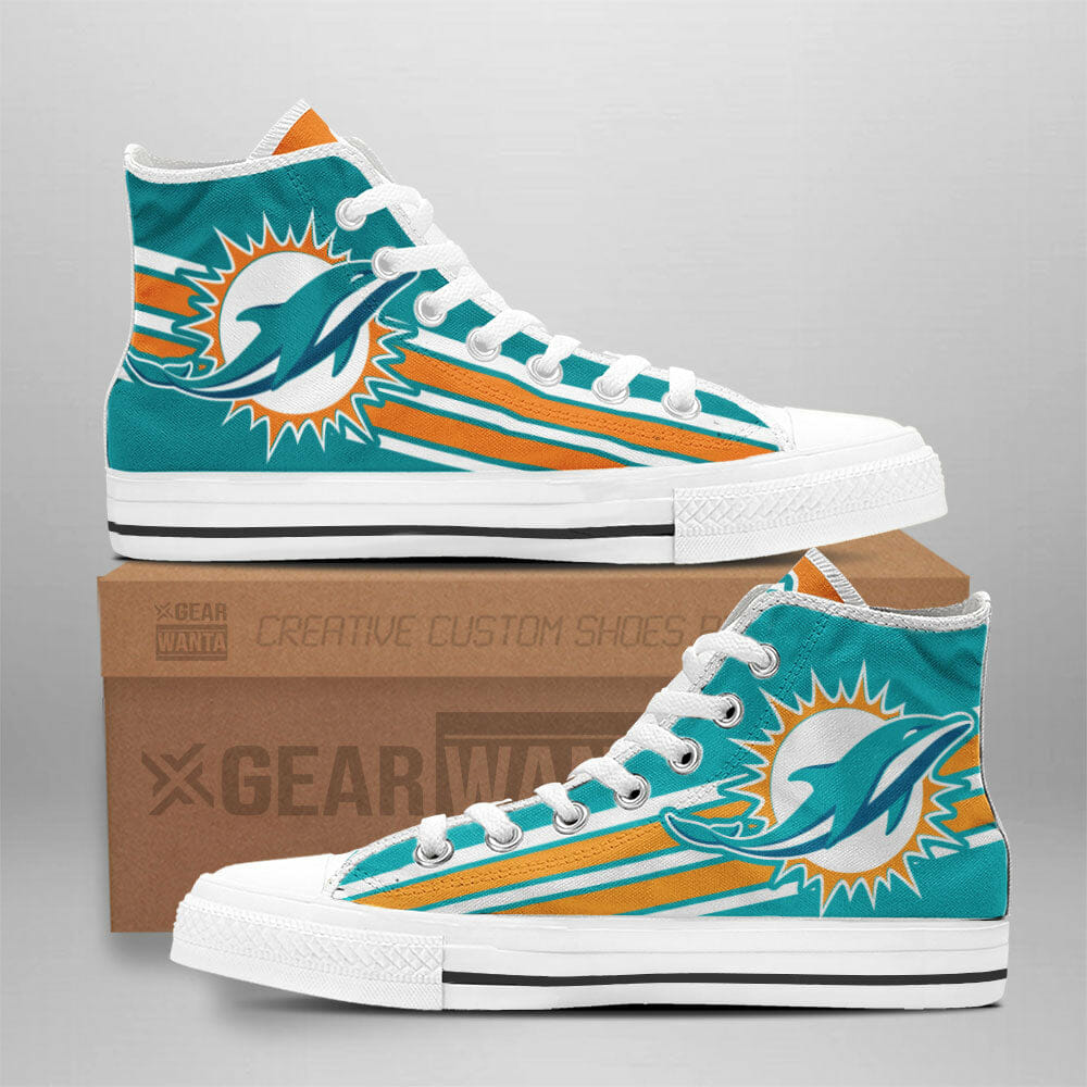 JWFancy Miami Dolphins High Top Canvas Sneakers Shoes For Men And Women