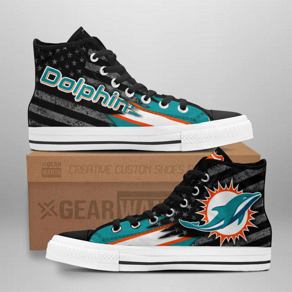 JWFancy Miami Dolphins High Top Canvas Sneakers Shoes For Men And Women