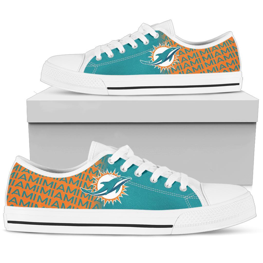 JWFancy Miami Dolphins Low Top Canvas Sneakers Shoes For Men And Women