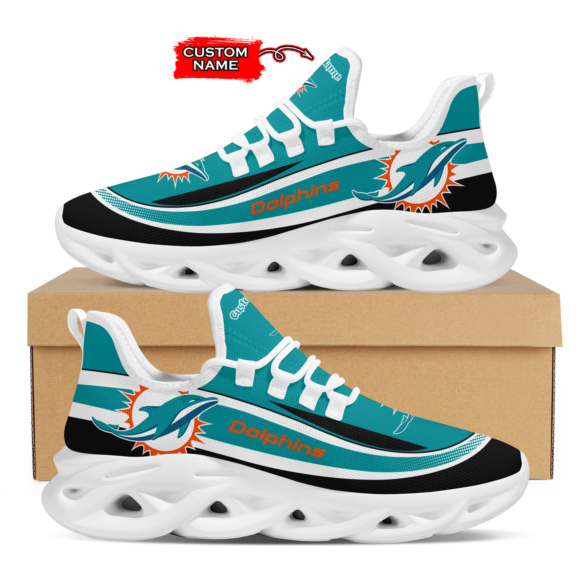 JWFancy Miami Dolphins Max Soul Shoes Sneakers For Men And Women