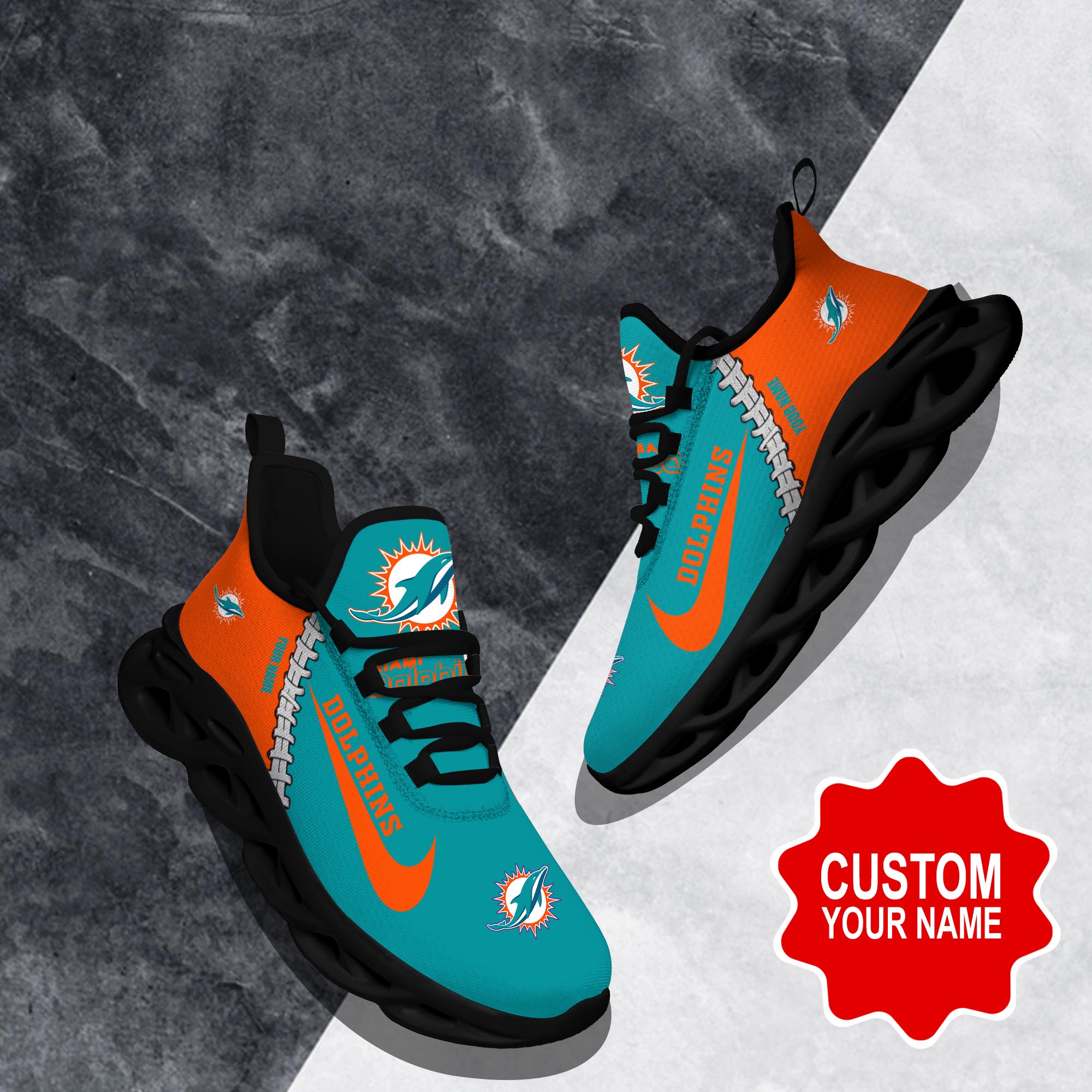 JWFancy Miami Dolphins Max Soul Shoes Sneakers For Men And Women