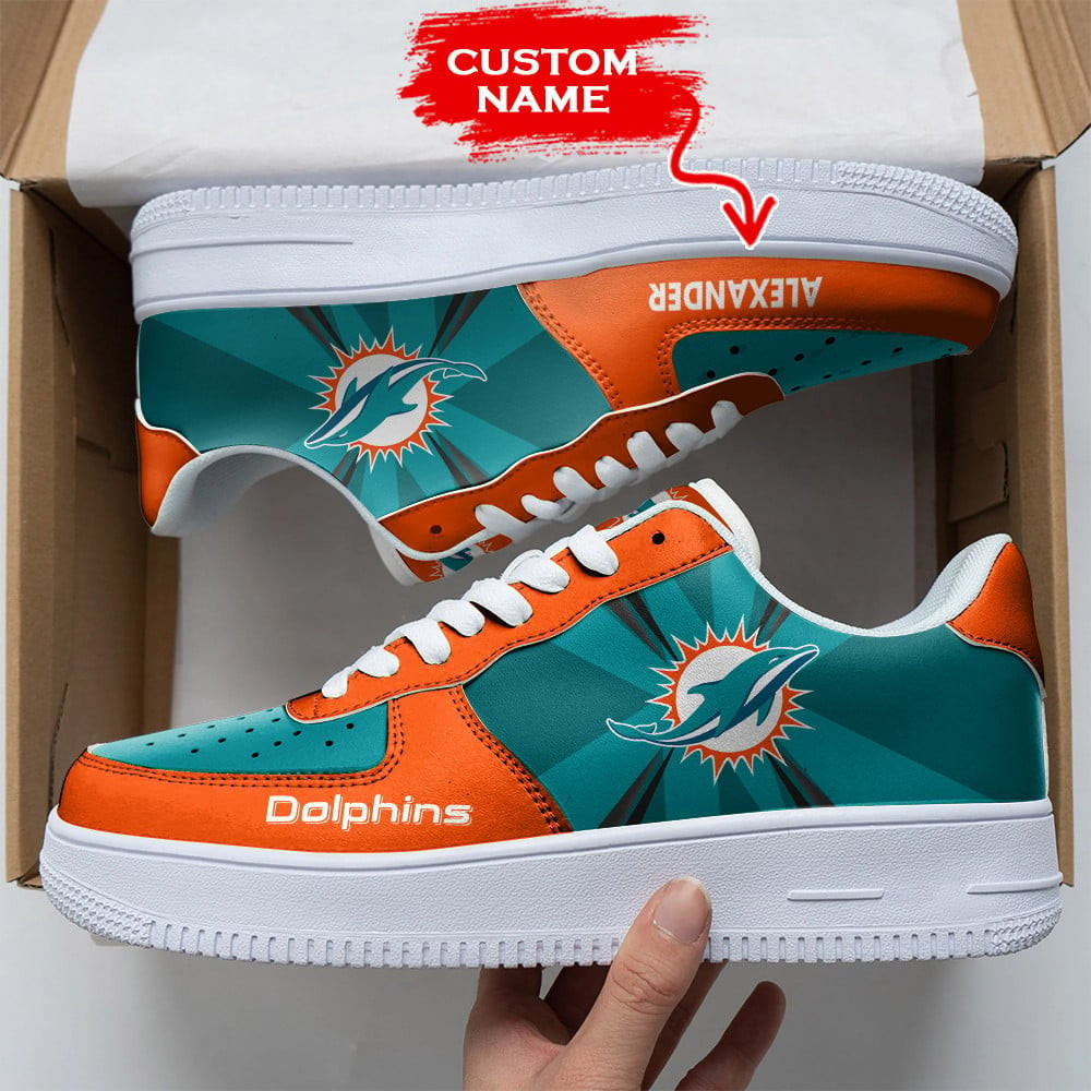 JWFancy Miami Dolphins NFL Air Low-Top Sneakers Shoes For Men And Women