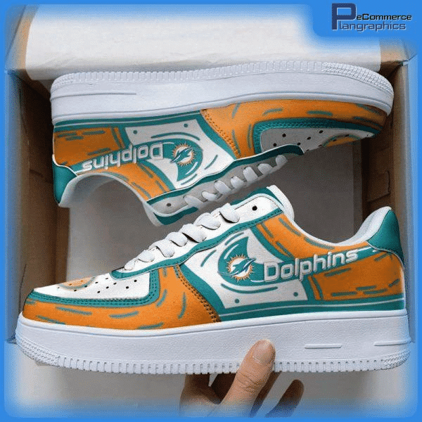JWFancy Miami Dolphins NFL Air Low-Top Sneakers Shoes For Men And Women