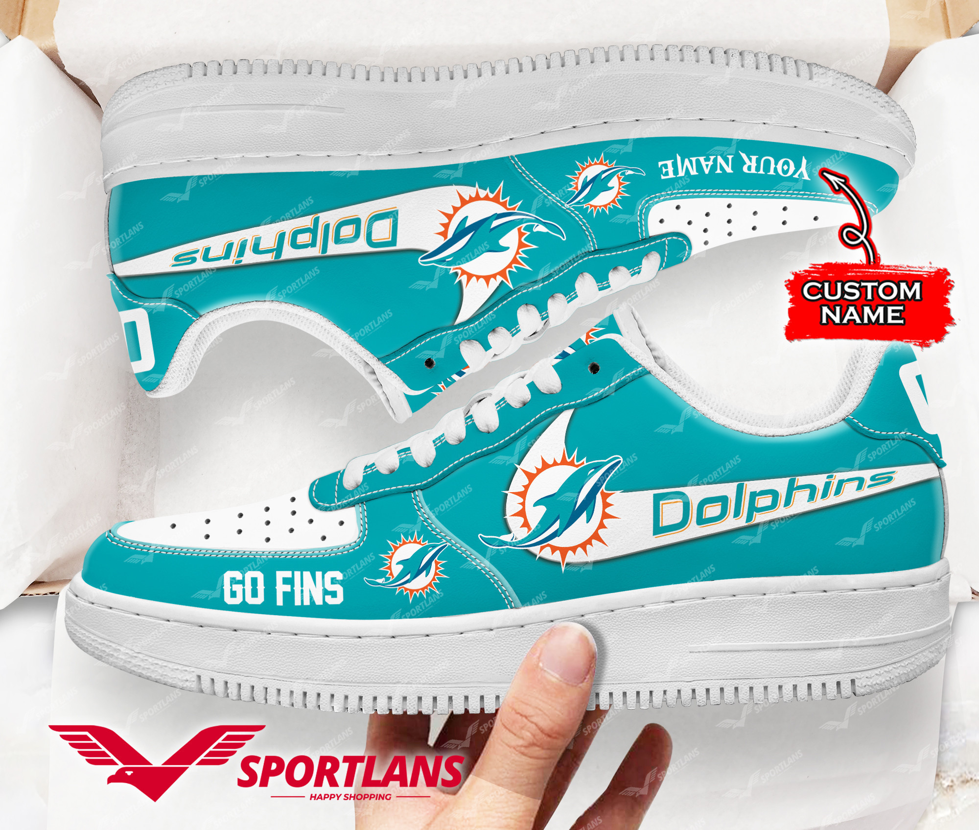 JWFancy Miami Dolphins NFL Air Low-Top Sneakers Shoes For Men And Women