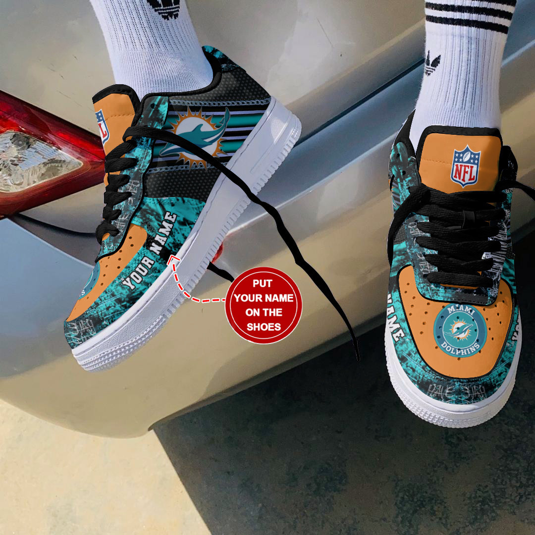 JWFancy Miami Dolphins NFL Air Low-Top Sneakers Shoes For Men And Women