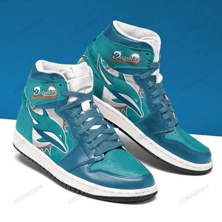 JWFancy Miami Dolphins NFL AJ1 High Sneakers Shoes For Men And Women