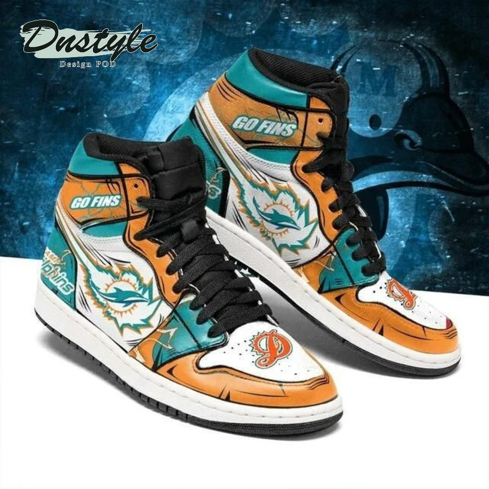 JWFancy Miami Dolphins NFL AJ1 High Sneakers Shoes For Men And Women
