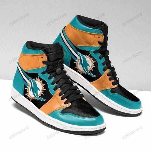 JWFancy Miami Dolphins NFL AJ1 High Sneakers Shoes For Men And Women