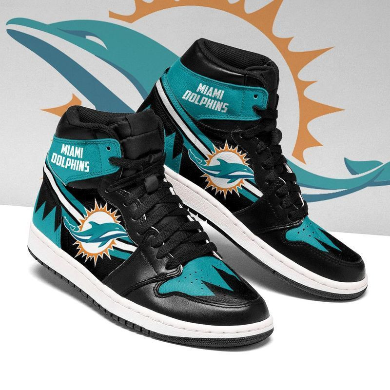 JWFancy Miami Dolphins NFL AJ1 High Sneakers Shoes For Men And Women