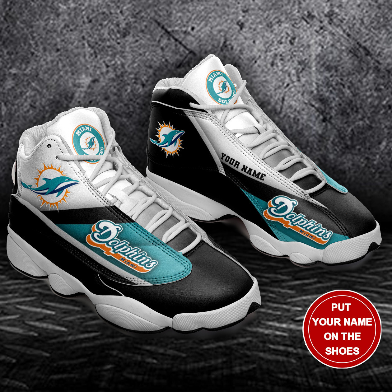JWFancy Miami Dolphins NFL AJ13 Sneakers Shoes For Men And Women