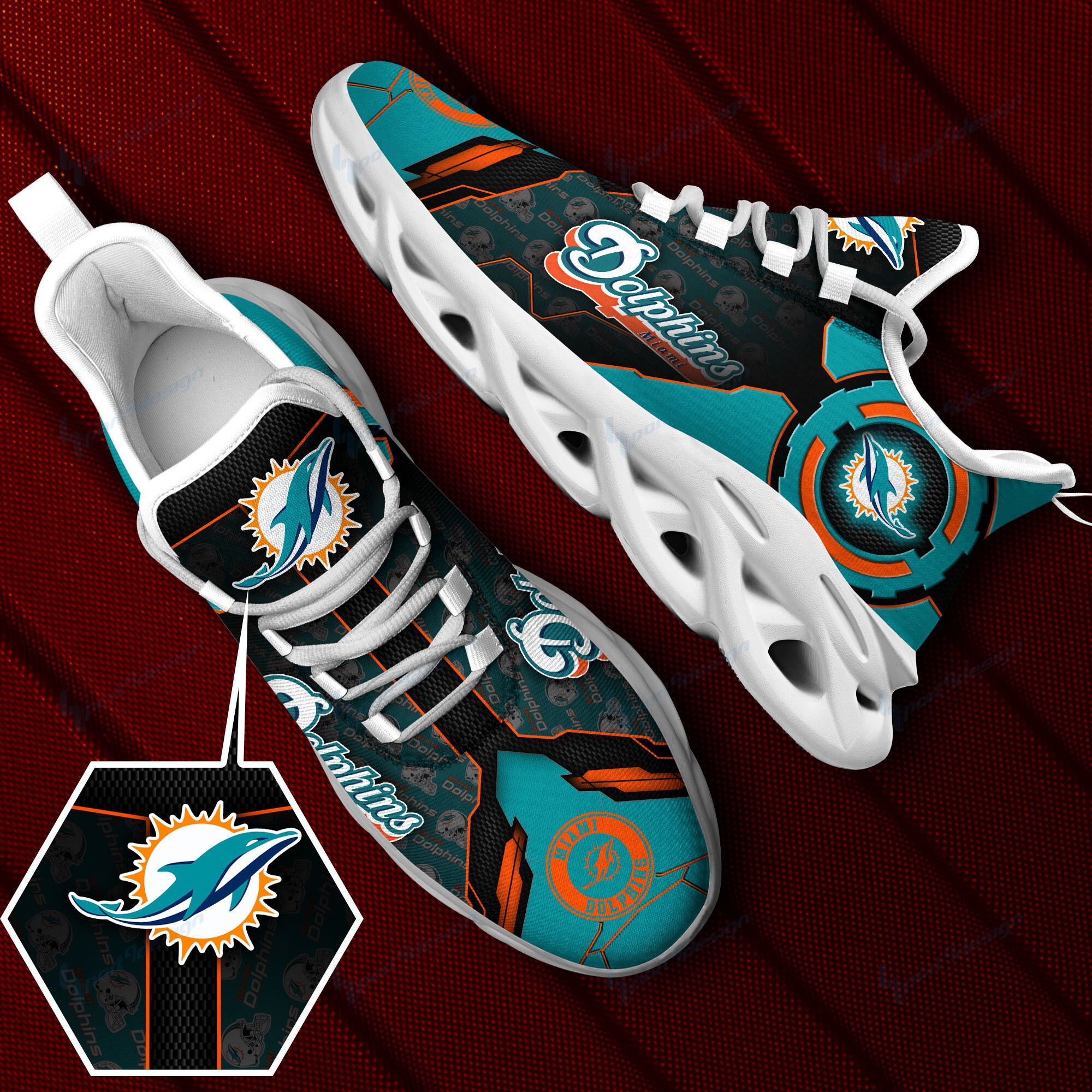JWFancy Miami Dolphins NFL Max Soul Shoes Sneakers For Men And Women