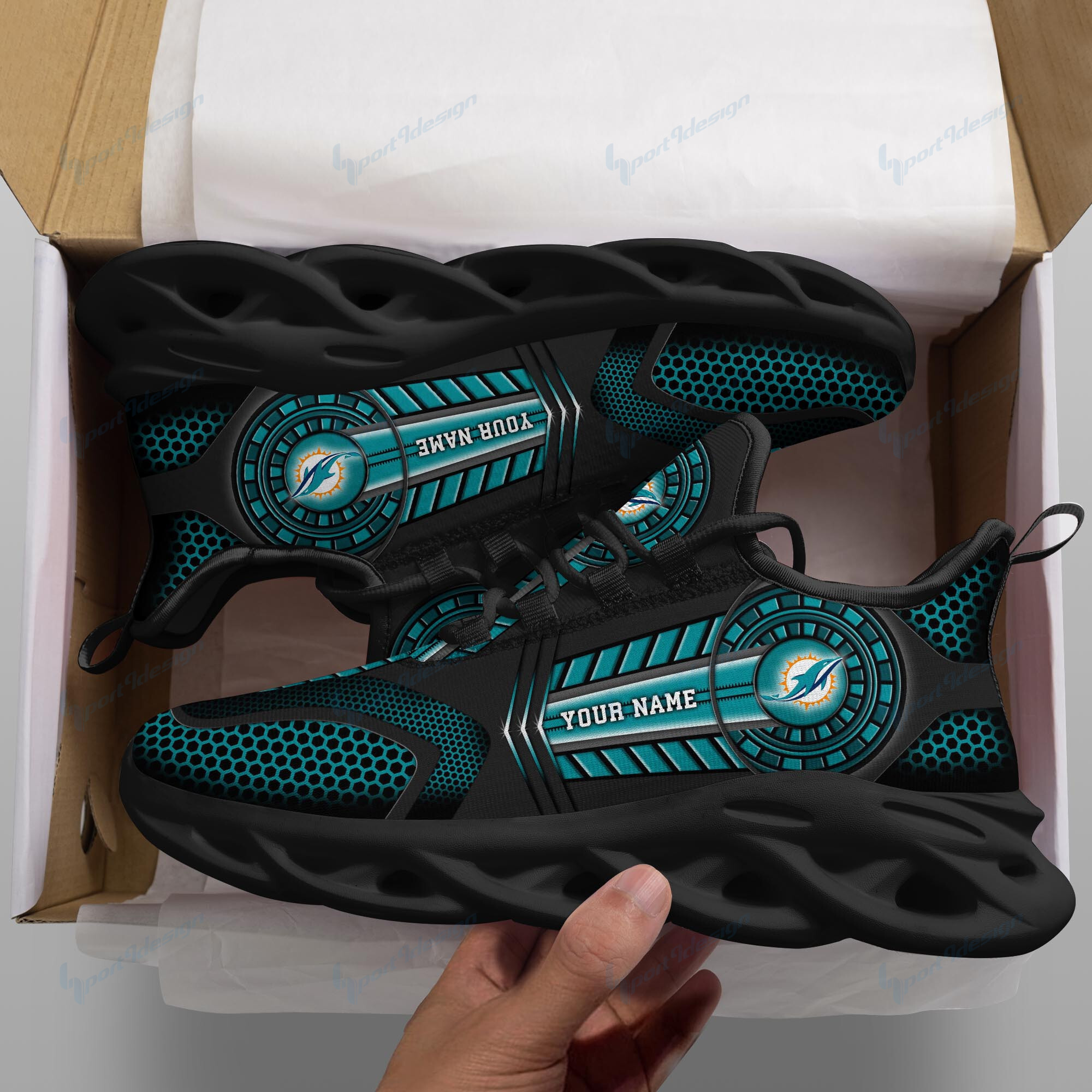 JWFancy Miami Dolphins NFL Max Soul Shoes Sneakers For Men And Women