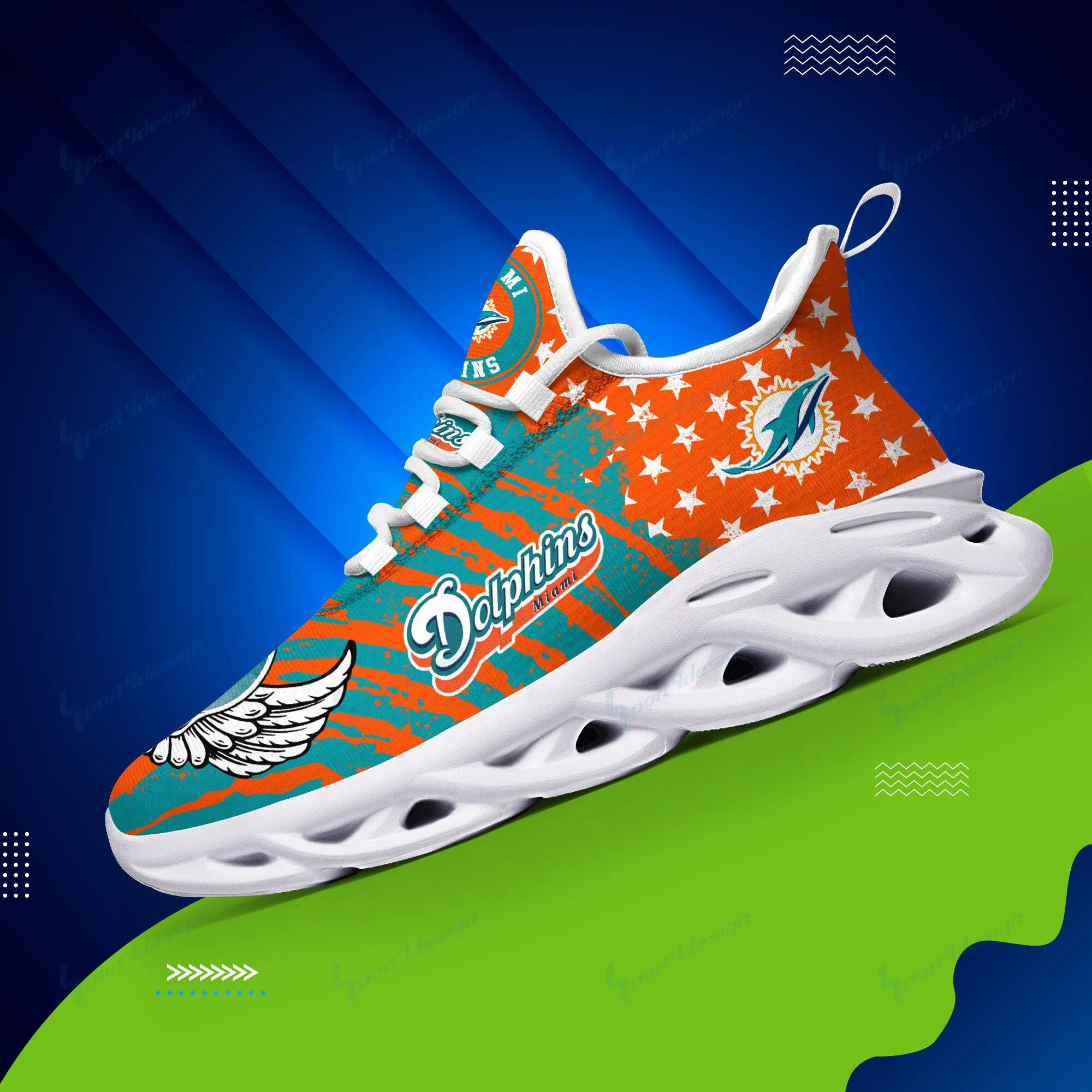 JWFancy Miami Dolphins NFL Max Soul Shoes Sneakers For Men And Women