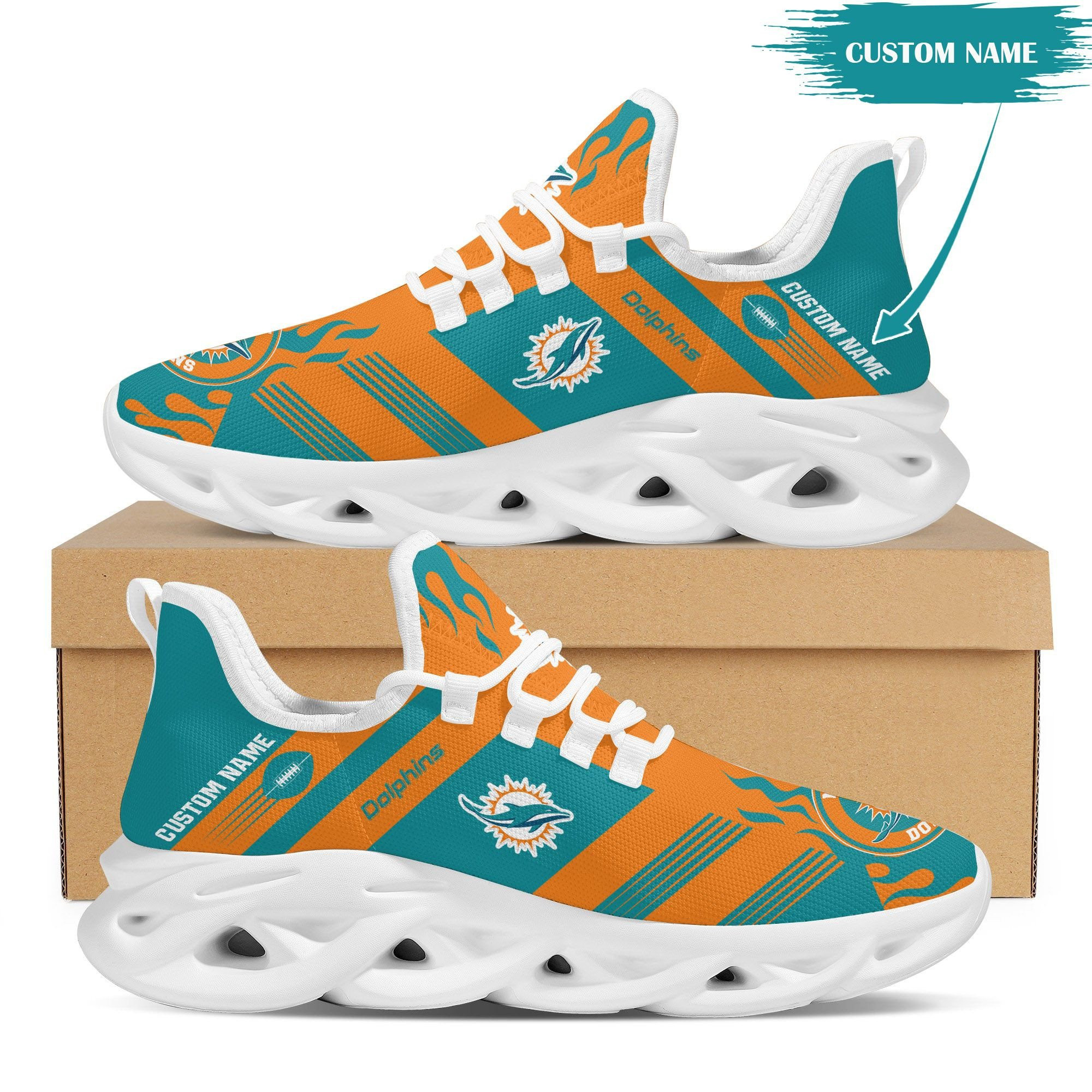 JWFancy Miami Dolphins NFL Max Soul Shoes Sneakers For Men And Women