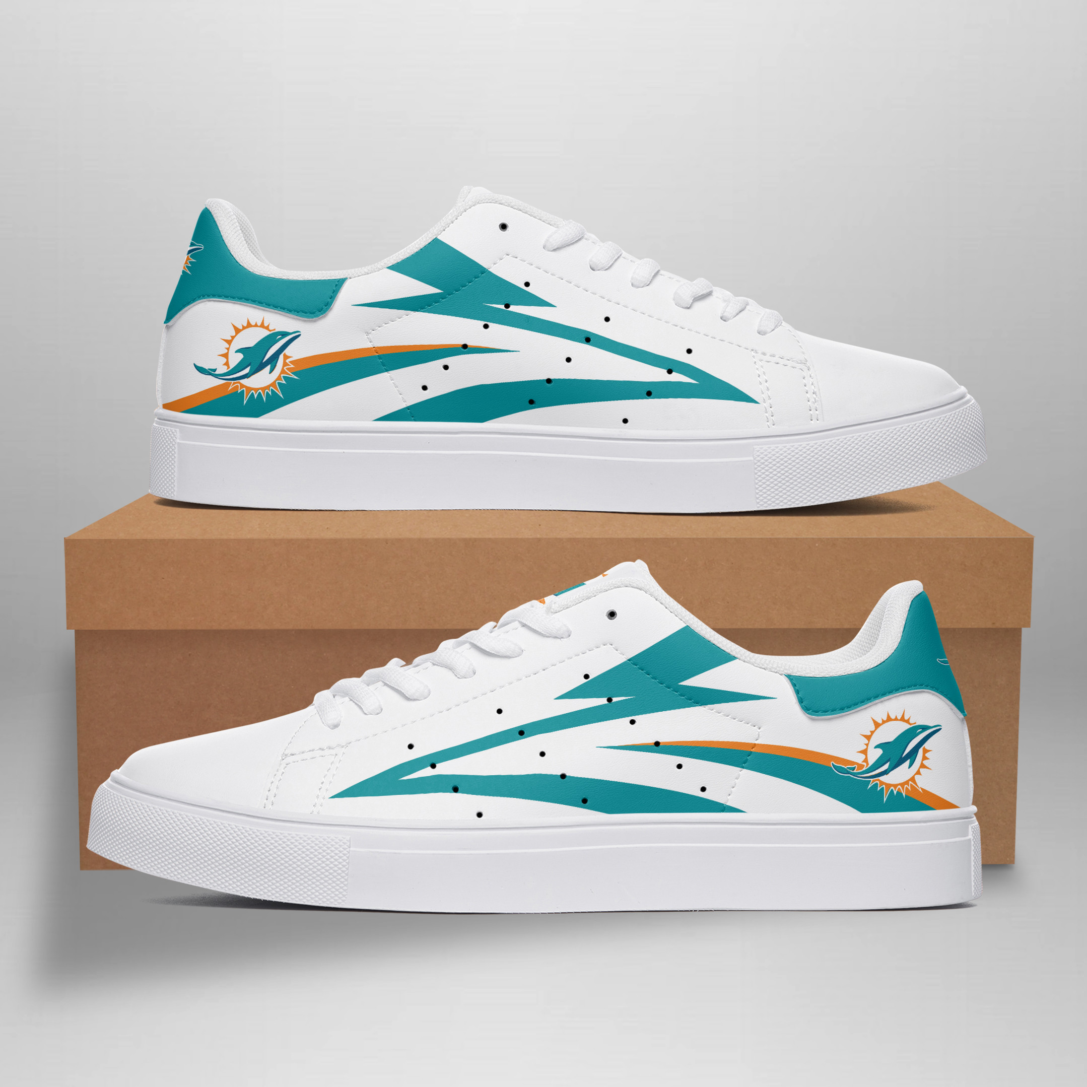 JWFancy Miami Dolphins Skate Stan Shoes Sneakes For Men And Women