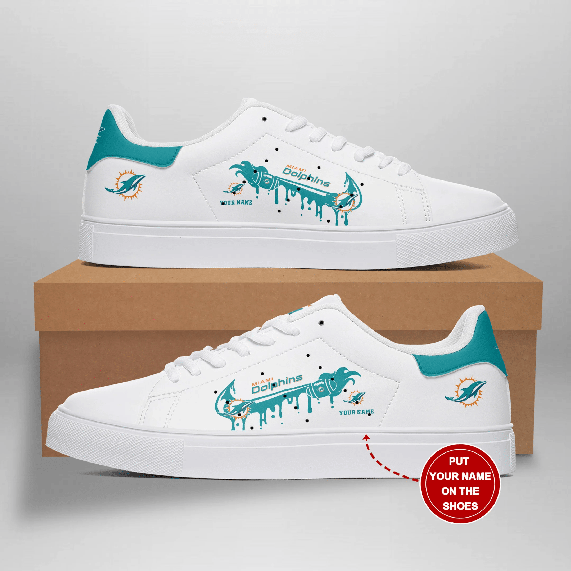 JWFancy Miami Dolphins Skate Stan Shoes Sneakes For Men And Women