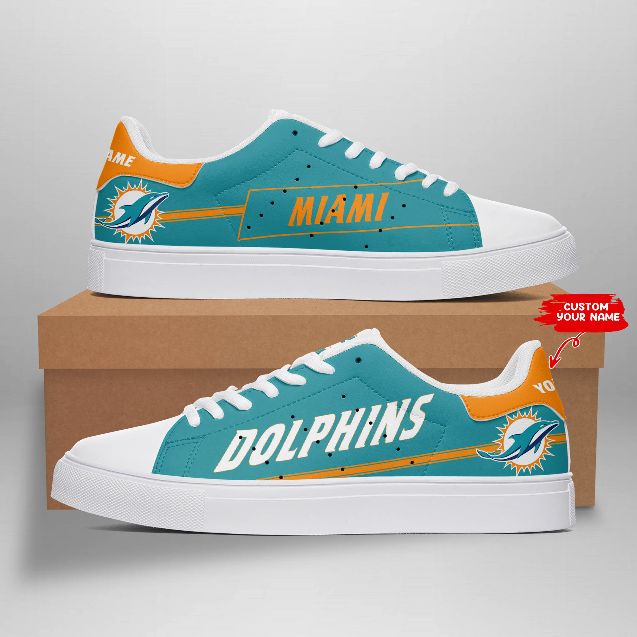 JWFancy Miami Dolphins Skate Stan Shoes Sneakes For Men And Women