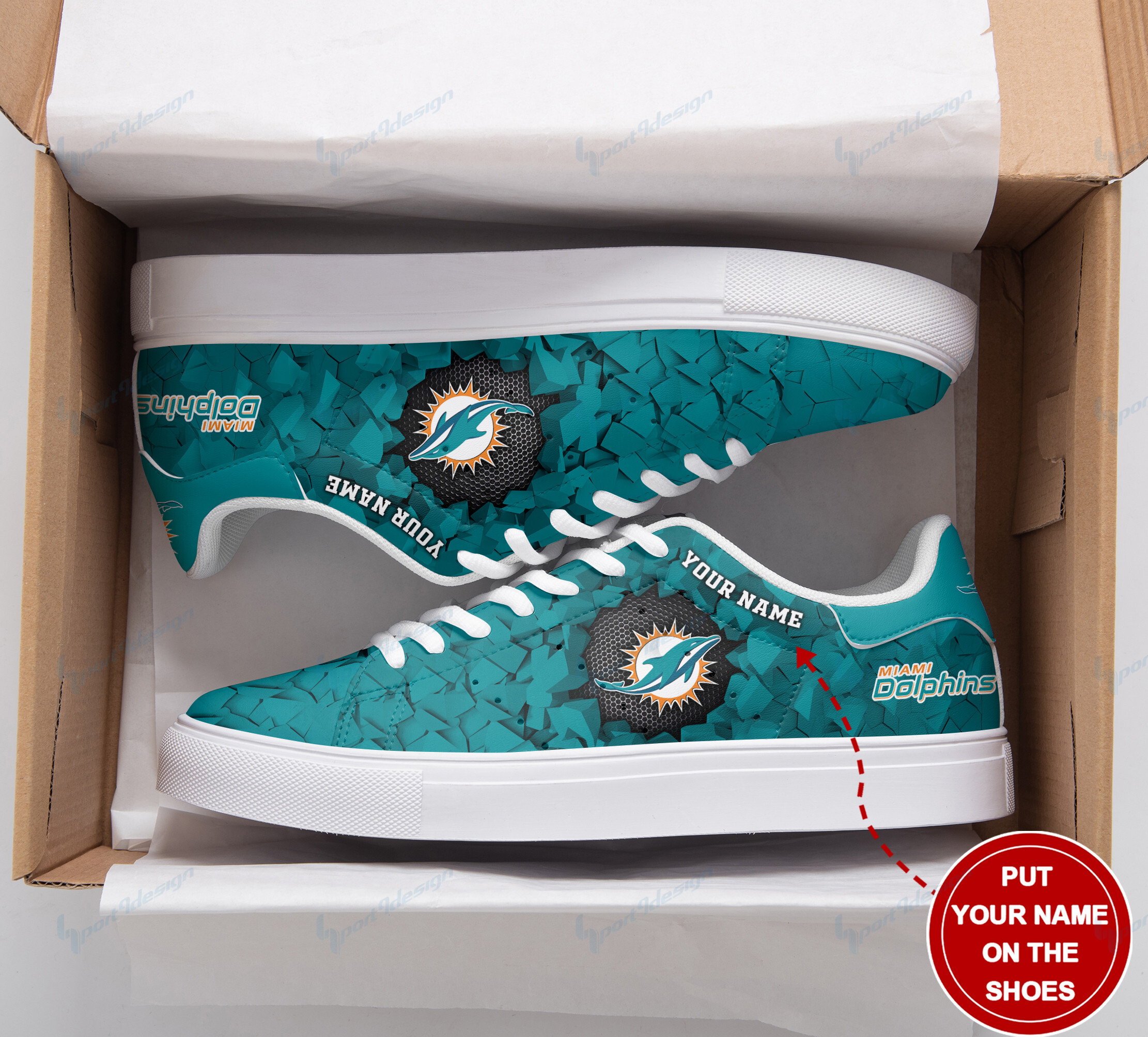 JWFancy Miami Dolphins Skate Stan Shoes Sneakes For Men And Women