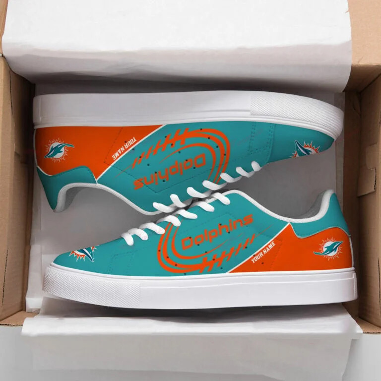 JWFancy Miami Dolphins Skate Stan Shoes Sneakes For Men And Women