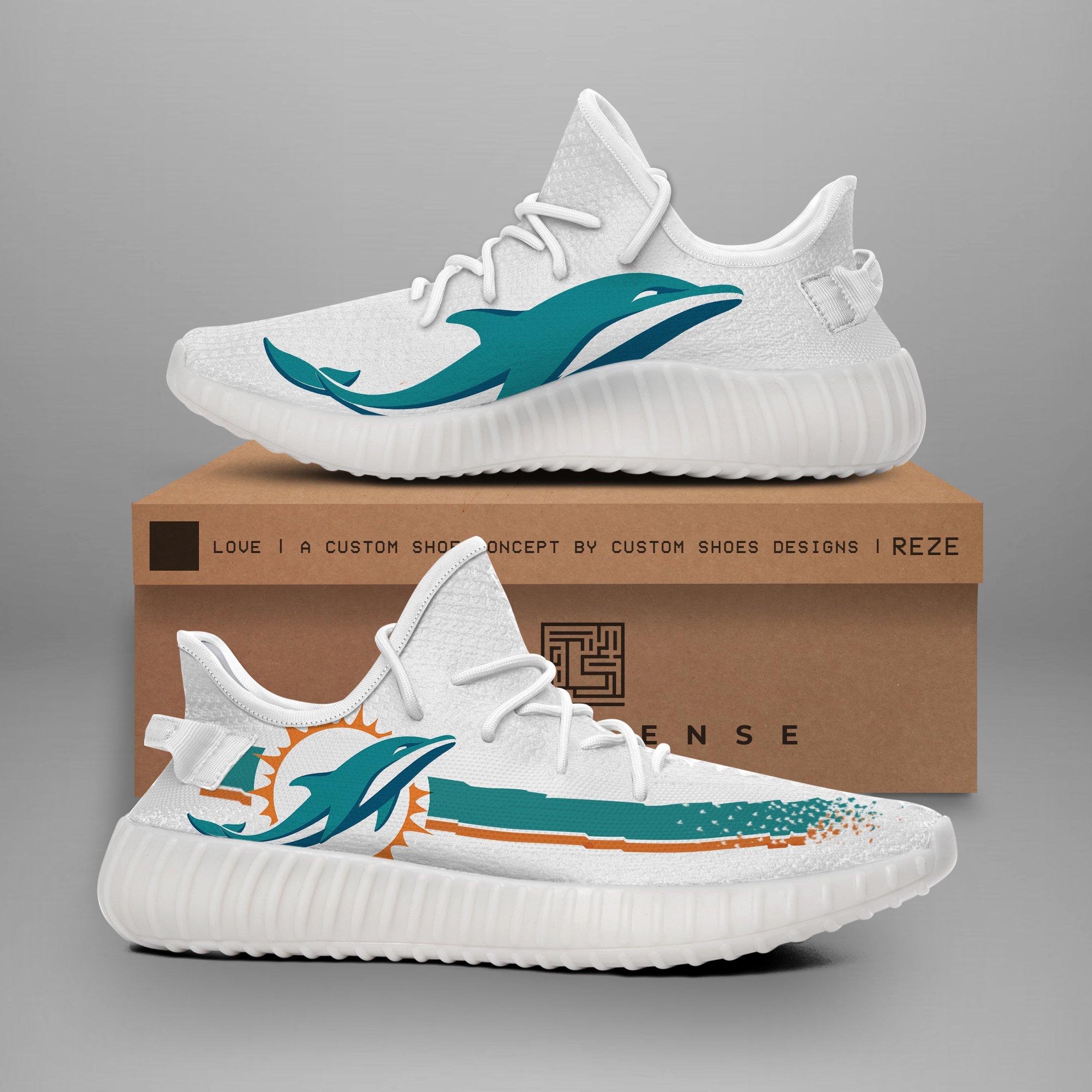 JWFancy Miami Dolphins Yeezy Boost Shoes For Men And Women