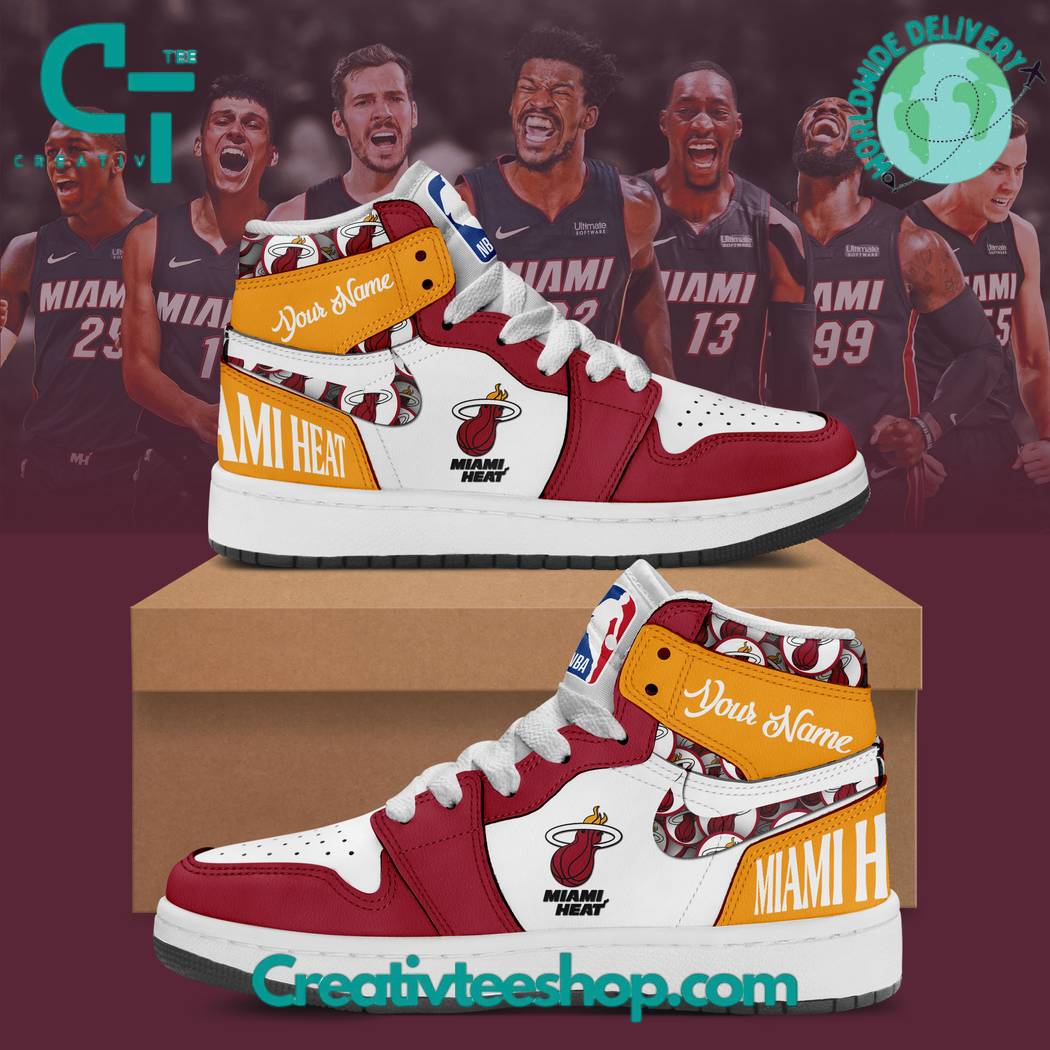 JWFancy Miami Heat AJ1 High Sneakers Shoes For Men And Women