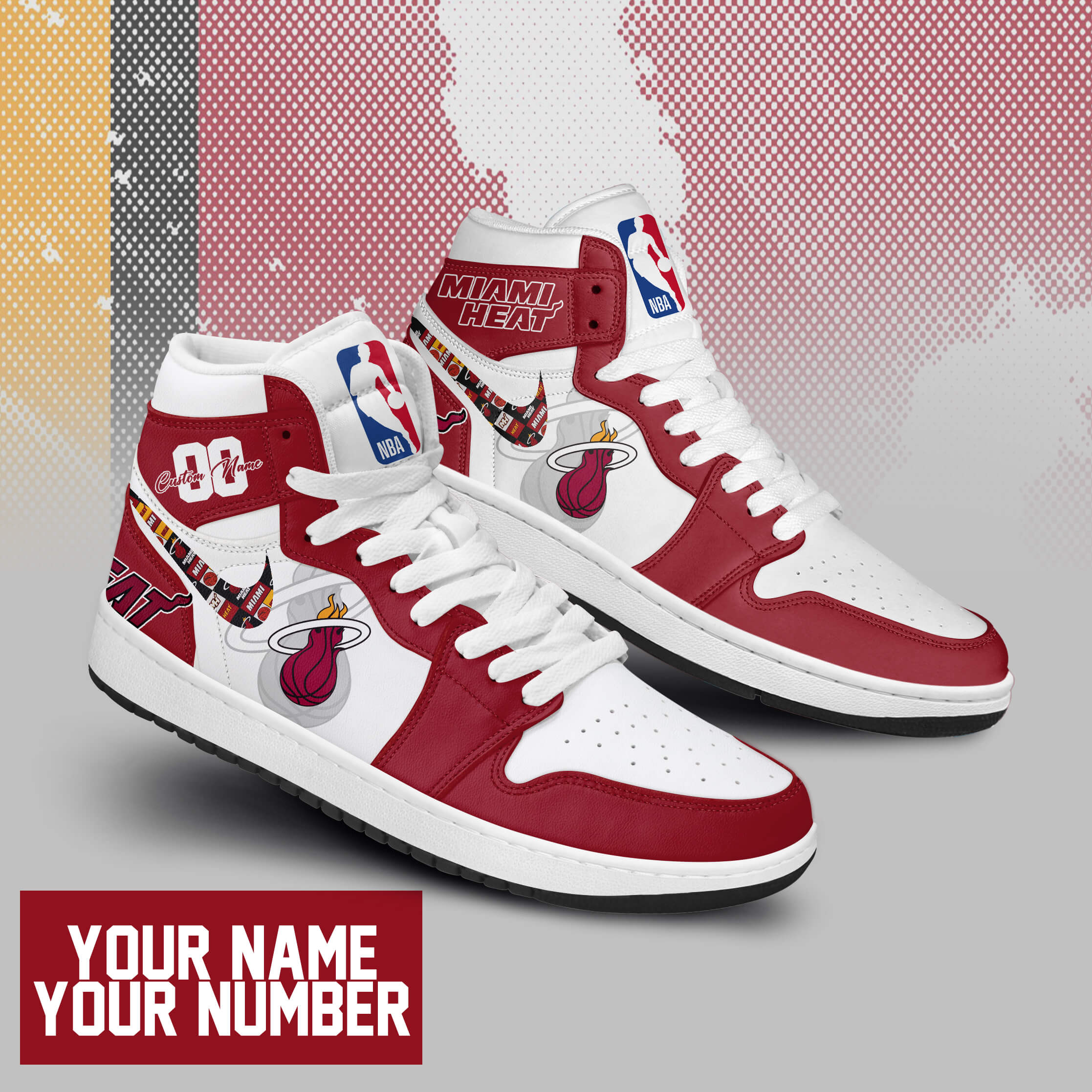 JWFancy Miami Heat AJ1 High Sneakers Shoes For Men And Women