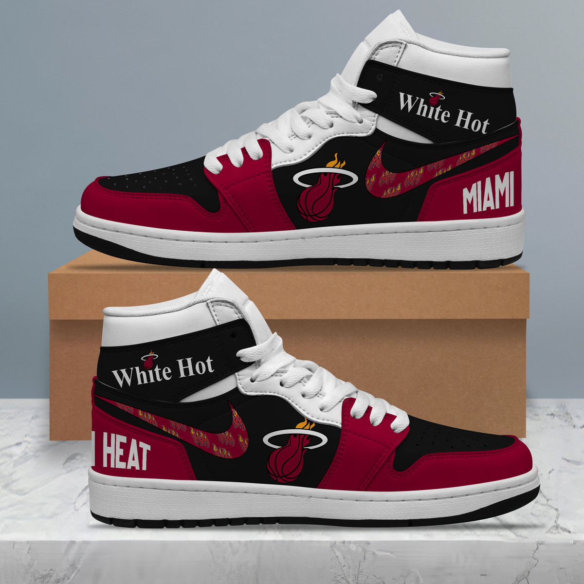 JWFancy Miami Heat AJ1 High Sneakers Shoes For Men And Women
