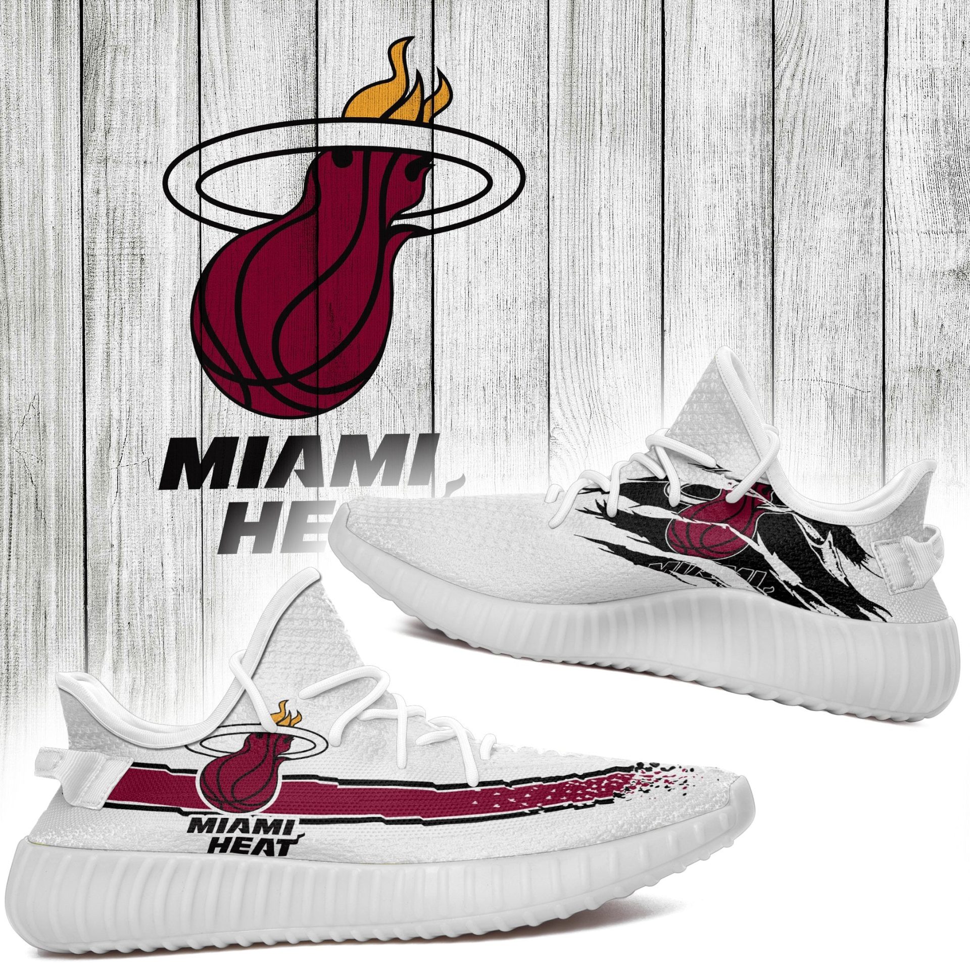 JWFancy Miami Heat Yeezy Boost Shoes For Men And Women