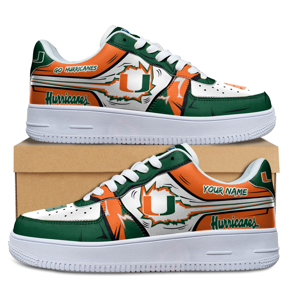 JWFancy Miami Hurricanes Air Low-Top Sneakers Shoes For Men And Women