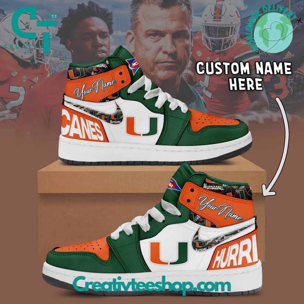 JWFancy Miami Hurricanes AJ1 High Sneakers Shoes For Men And Women