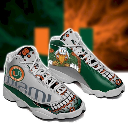JWFancy Miami Hurricanes AJ13 Sneakers Shoes For Men And Women