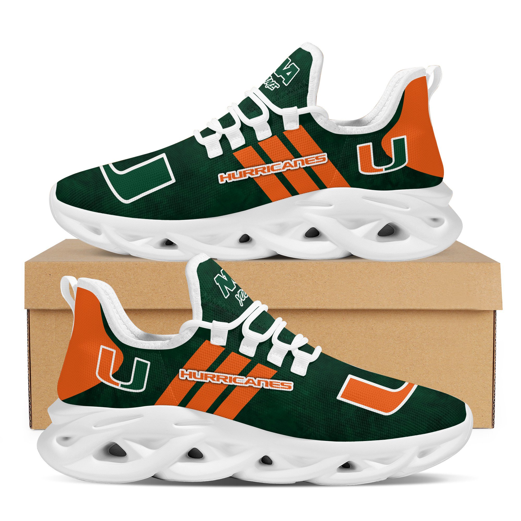 JWFancy Miami Hurricanes Max Soul Shoes Sneakers For Men And Women