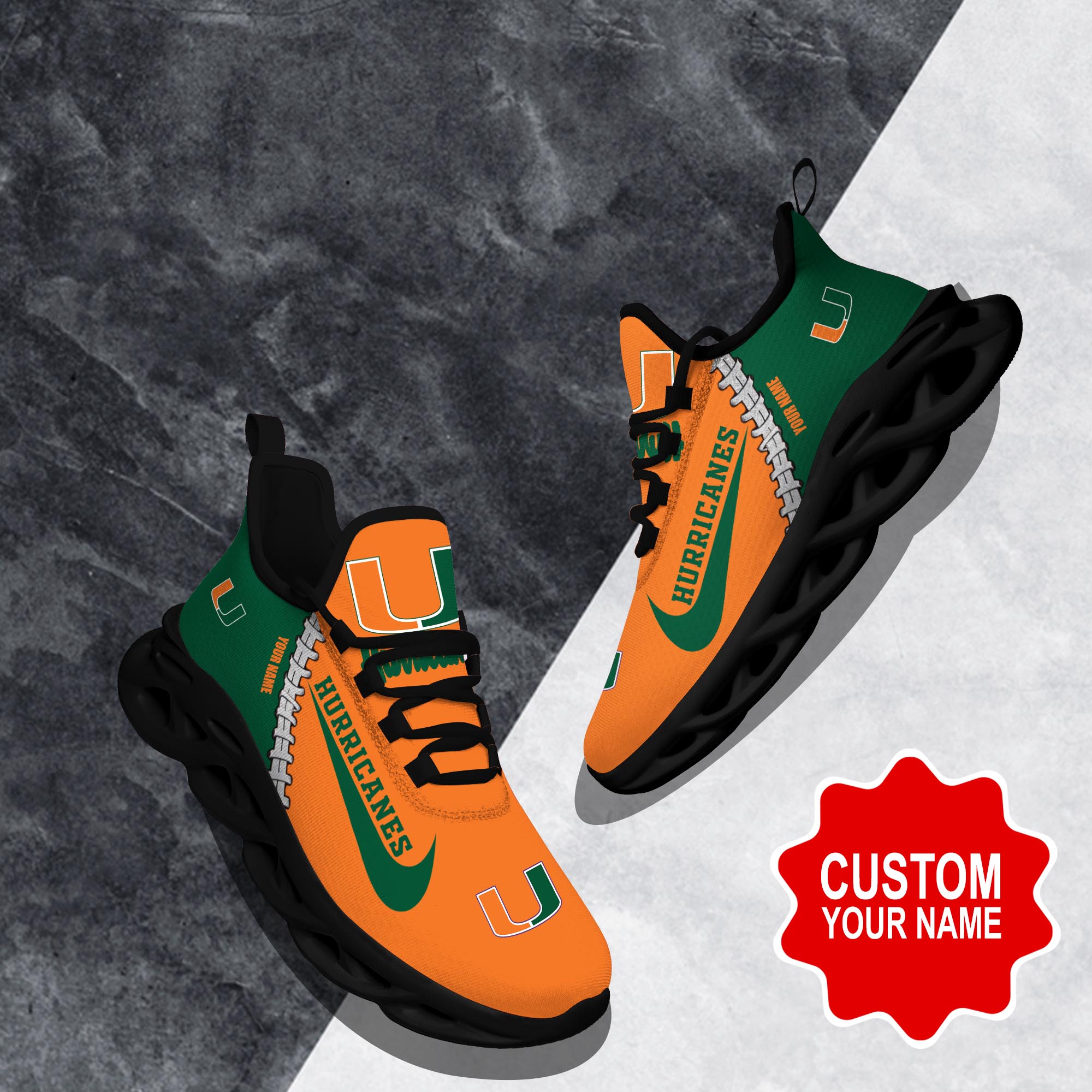JWFancy Miami Hurricanes Max Soul Shoes Sneakers For Men And Women