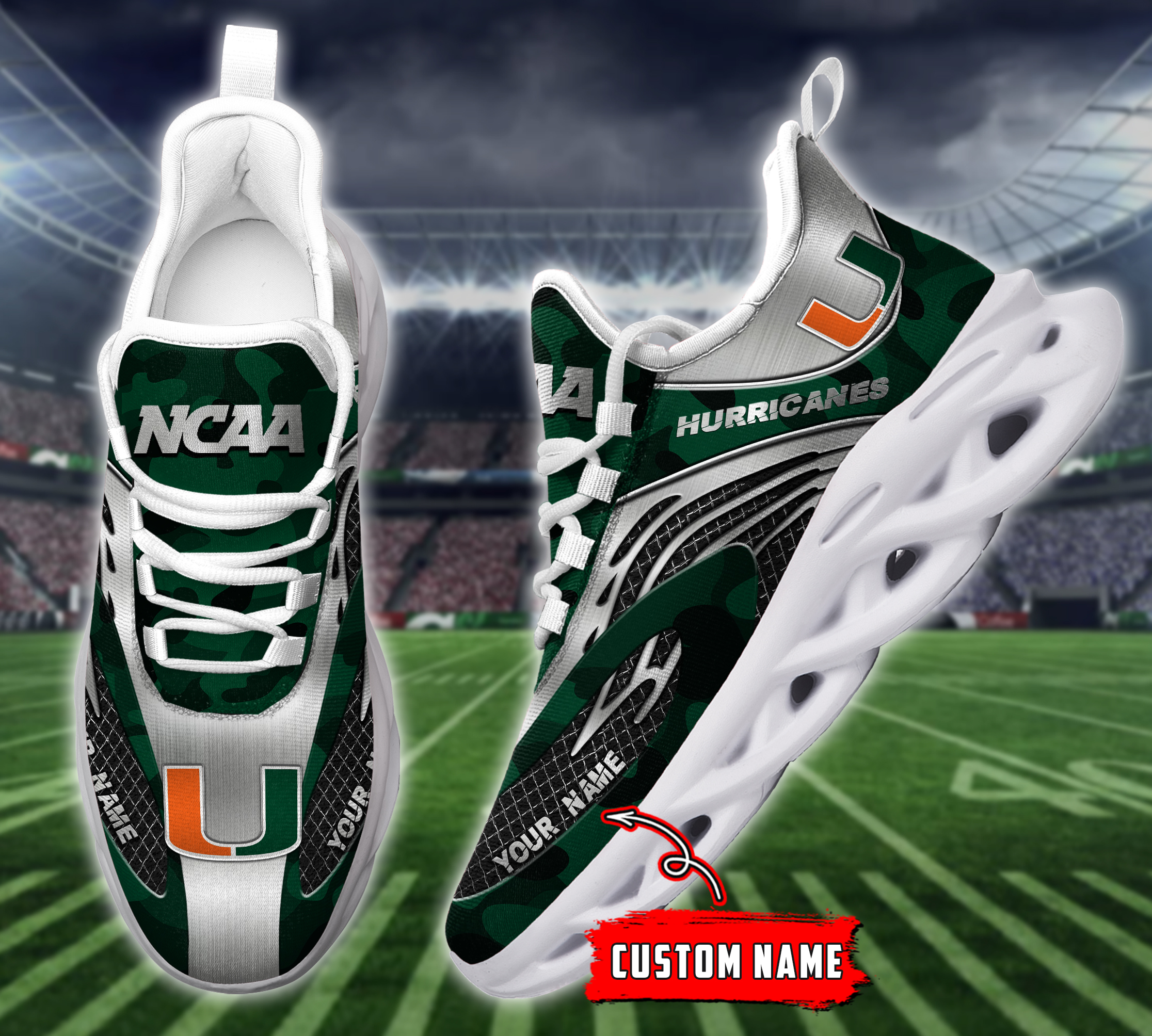 JWFancy Miami Hurricanes NCAA Max Soul Shoes Sneakers For Men And Women